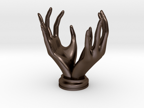 "Hands" Stand For Pendants/Rings in Polished Bronze Steel