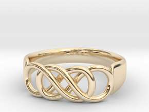 Double Infinity Ring 14.1 mm Size 3 in 14k Gold Plated Brass