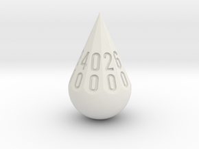 Teardrop Dice in White Natural Versatile Plastic: d00