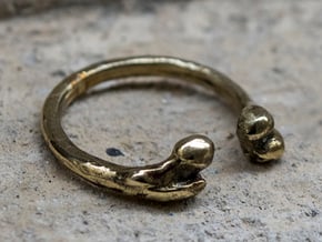 Bone adjustable Ring (Man size) in Polished Brass