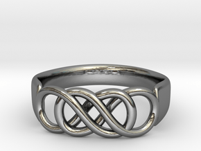 Double Infinity Ring 14.1 mm Size 3 in Fine Detail Polished Silver
