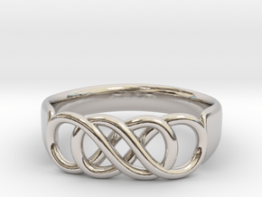Double Infinity Ring 14.1 mm Size 3 in Rhodium Plated Brass