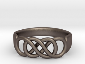 Double Infinity Ring 14.1 mm Size 3 in Polished Bronzed Silver Steel