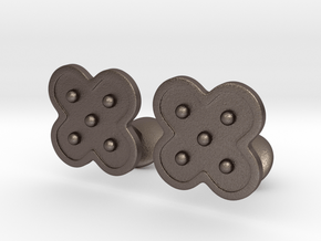Flower Cufflinks in Polished Bronzed Silver Steel