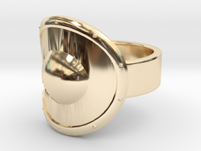 Round Shield Ring - Size 8 in 14k Gold Plated Brass