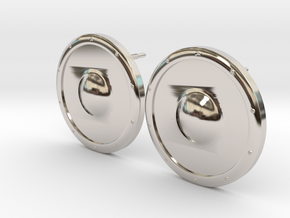 Plain Round Shield Earring Set in Rhodium Plated Brass