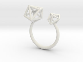 Double Tangle Ring in White Natural Versatile Plastic: Small