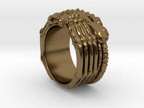 Alien FaceHugger ring SIZE 9.5 US in Polished Bronze