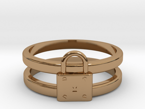 Padlock Double-banded Ring in Polished Brass