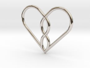 Infinity Heart Pendant Mini in Rhodium Plated Brass