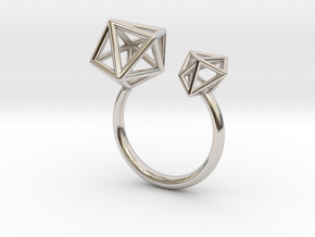 Double Tangle Ring in Rhodium Plated Brass: Extra Small