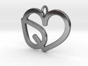 Heart Leaf Pendant - Amour Collection in Fine Detail Polished Silver