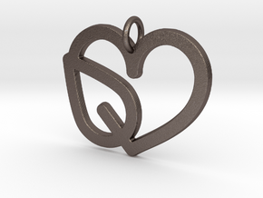 Heart Leaf Pendant - Amour Collection in Polished Bronzed Silver Steel