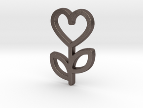 Love Rose Pendant - Amour Collection in Polished Bronzed Silver Steel