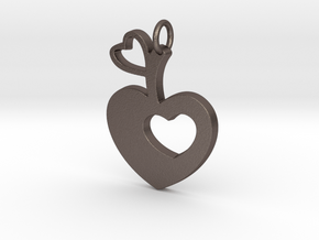 Apple of my Heart Pendant - Amour Collection in Polished Bronzed Silver Steel