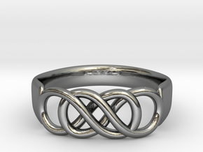 Double Infinity Ring 14.5mm Size3-0.5 in Fine Detail Polished Silver