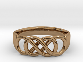 Double Infinity Ring 14.5mm Size3-0.5 in Polished Brass