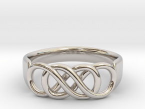 Double Infinity Ring 14.5mm Size3-0.5 in Rhodium Plated Brass