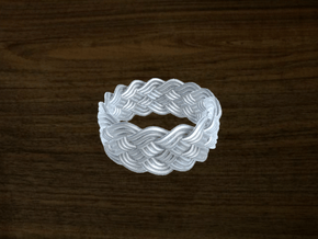 Turk's Head Knot Ring 5 Part X 15 Bight - Size 10. in White Natural Versatile Plastic