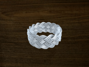 Turk's Head Knot Ring 5 Part X 15 Bight - Size 10. in White Natural Versatile Plastic