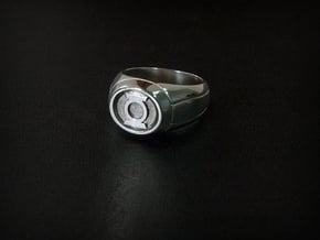 Green Lantern Ring in Polished Silver