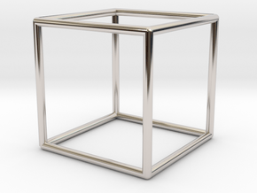 Cube Geometric Pendant in Platinum