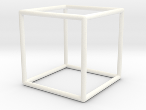 Cube Geometric Pendant in White Processed Versatile Plastic