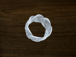 Turk's Head Knot Ring 4 Part X 7 Bight - Size 7 in White Natural Versatile Plastic