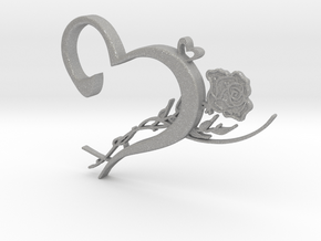 Heart & Rose Necklace Pendant in Aluminum