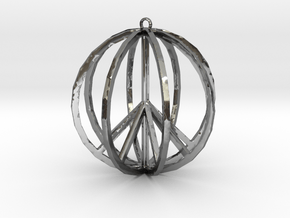 Global Peace Pendant deSign in Fine Detail Polished Silver