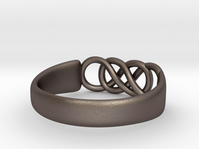 Double Infinity Ring 15.3mm Size4-0.5 in Polished Bronzed Silver Steel