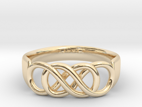Double Infinity Ring 15.7 mm Size 5 in 14k Gold Plated Brass