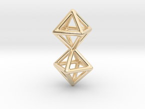Twin Octahedron Frame Pendant in 14K Yellow Gold