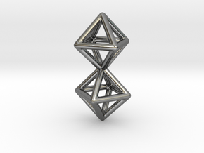 Twin Octahedron Frame Pendant in Fine Detail Polished Silver