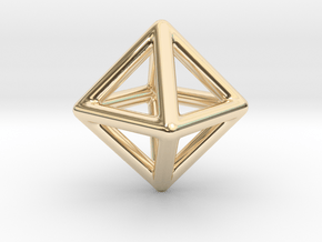 Minimal Octahedron Frame Pendant in 14k Gold Plated Brass