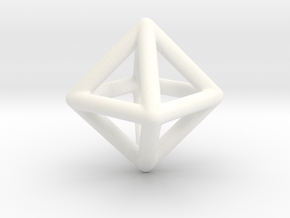 Minimal Octahedron Frame Pendant in White Processed Versatile Plastic