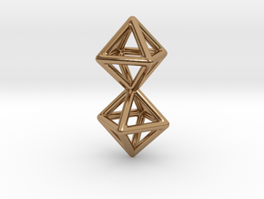 Twin Octahedron Frame Pendant in Polished Brass