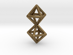 Twin Octahedron Frame Pendant in Polished Bronze