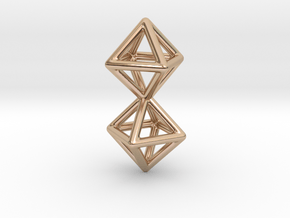 Twin Octahedron Frame Pendant in 14k Rose Gold Plated Brass