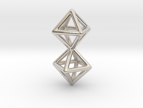 Twin Octahedron Frame Pendant in Rhodium Plated Brass