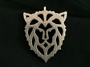 Lion Pendant in Polished Bronzed Silver Steel