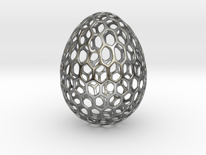 Honeycomb - Decorative Egg - 2.3 inch in Fine Detail Polished Silver