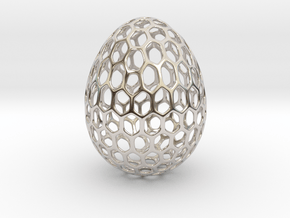 Honeycomb - Decorative Egg - 2.3 inch in Rhodium Plated Brass