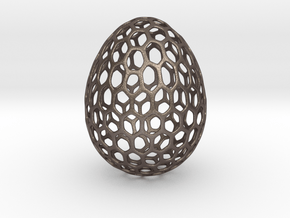 Honeycomb - Decorative Egg - 2.3 inch in Polished Bronzed Silver Steel
