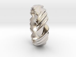 Ring 3 twist Size 17 mm  (us= 7) in Rhodium Plated Brass