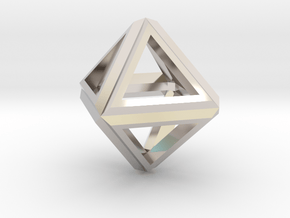Octahedron Frame Pendant V1 Small in Rhodium Plated Brass