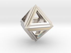 Octahedron Frame Pendant V2 Small in Rhodium Plated Brass