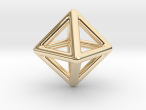 Minimal Octahedron Frame Pendant Small in 14K Yellow Gold
