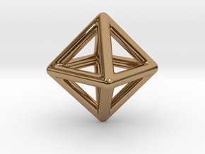 Minimal Octahedron Frame Pendant Small in Polished Brass