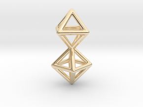 Twin Octahedron Frame Pendant Small in 14K Yellow Gold